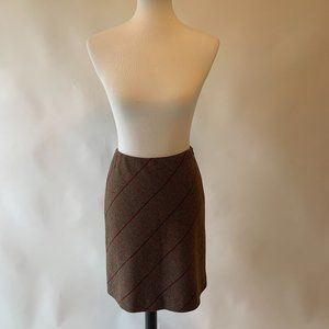 LOFT tan & crimson wool skirt